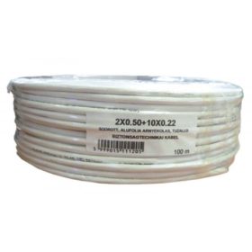   VEZETÉK 10x0.22+2x05 (mm²), 10 eres erősített biztonságtechnikai, riasztó kábel.