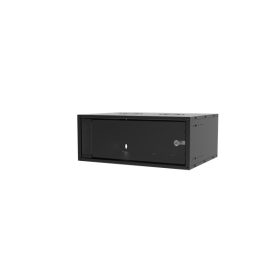   S-Link Rackszekrény 34385 - 4U 19" fali kivitel (190x530x400mm, ablakos, Flatpack, Fekete