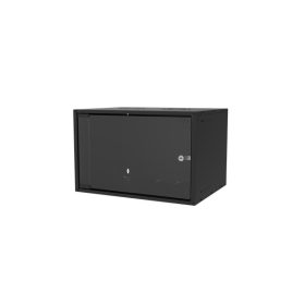   S-Link Rackszekrény 34386 - 7U 19" fali kivitel (400x530x400mm, ablakos, Flatpack, Fekete)