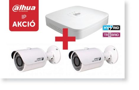 Dahua 5104DPX1 Tribrid 4 csatornás rögzítő + 2 db HFW-1000S IP kamera
