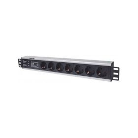   Manhattan elosztó - 19" 1.5U Rackmount elosztó, 7 aljzat,  3m, túlfeszültség védelem, PDU (714006)