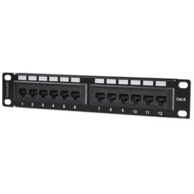   Manhattan Patch panel - CAT6 UTP árnyékolatlan patch panel, 12 portos, 10" 1U, Fekete (720748)