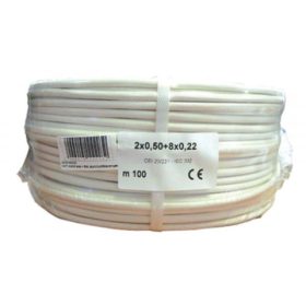   VEZETÉK 8x0.22+2x0.5 (mm²), 8 eres erősített biztonságtechnikai, riasztó kábel