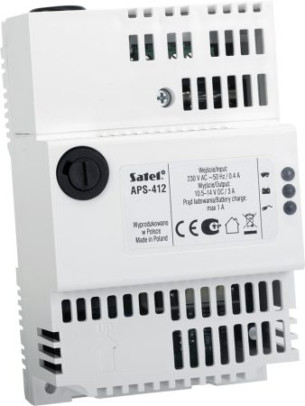 Satel APS-412 Kapcsolóüzemű tápegység SATEL dobozokba vagy DIN sínre, 12 VDC/4 A, dedikált Satel csatlakozó