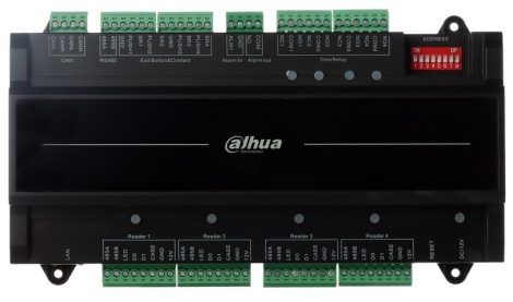 Dahua ASC2104B-T CAN buszos ajtóvezérlő almodul 4 ajtóhoz egy irány, 4 Wiegand/RS485 olvasó