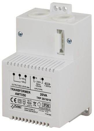 Pulsar AWT050 Transzformátor, 230 VAC / 16/18 VAC, 20 VA, IP30