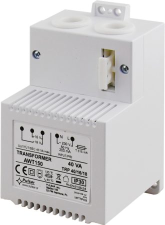 Pulsar AWT150 Transzformátor, 230 VAC / 16/18 VAC, 40 VA, IP30