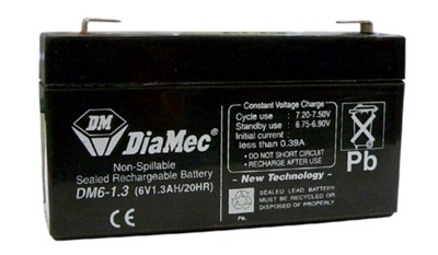  DIAMEC DM6-1.3 akkumulátor biztonságtechnikai rendszerekhez és elektromos játékokhoz