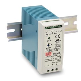   Mean Well DRC-60A Szünetmentes tápegység, 13,8V, 4,3A (2,8 + 1,5), 60W, DIN sínre szerelhető
