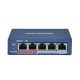 Hikvision DS-3E0105P-E (B) 5 portos PoE switch (60 W), 4 PoE + 1 uplink port, nem menedzselhető