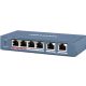 Hikvision DS-3E0106HP-E 6 portos PoE switch (60 W), 1 HiPoE + 3 PoE+(at) + 2 uplink port, nem menedzselhető