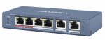   Hikvision DS-3E0106P-E/M 6 portos PoE switch (30 W), 4 PoE+ / 2 uplink port, nem menedzselhető
