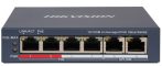   Hikvision DS-3E0106P-E/M (B) 6 portos PoE switch (45 W), 4 PoE+ / 2 uplink port, nem menedzselhető