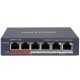Hikvision DS-3E0106P-E/M (B) 6 portos PoE switch (45 W), 4 PoE+ / 2 uplink port, nem menedzselhető