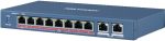   Hikvision DS-3E0310HP-E 10 portos PoE switch (120 W), 1 HiPoE + 7 PoE+(at) + 2 uplink port, nem menedzselhető