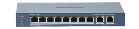 Hikvision DS-3E0310HP-E (C) 10 portos PoE switch (120 W), 2 HiPoE + 6 PoE+, + 2 uplink port, nem menedzselhető