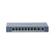 Hikvision DS-3E0310HP-E (C) 10 portos PoE switch (120 W), 2 HiPoE + 6 PoE+, + 2 uplink port, nem menedzselhető