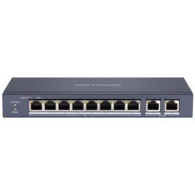   Hikvision DS-3E0310P-E/M 10 portos PoE switch (60 W), 8 PoE+ / 2 uplink port, nem menedzselhető