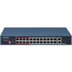   Hikvision DS-3E0326P-E/M (C) 26 portos PoE switch (230 W), 24 PoE + 1 RJ45 uplink port + 1 kombinált uplink, nem menedzselhető