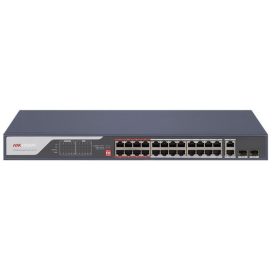   Hikvision DS-3E0326P-E (C) 26 portos PoE switch (370 W), 24 PoE + 2 kombinált uplink port, nem menedzselhető