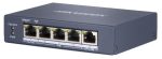  Hikvision DS-3E0505HP-E 5 portos Gbit PoE switch (60 W), 3 PoE+ / 1 HiPoE / 1 uplink port