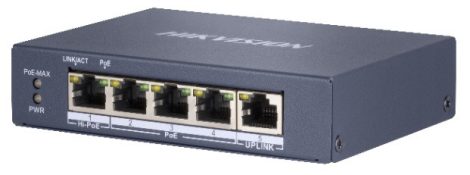 Hikvision DS-3E0505HP-E 5 portos Gbit PoE switch (60 W), 3 PoE+ / 1 HiPoE / 1 uplink port