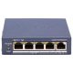 Hikvision DS-3E0505P-E/R 4 portos gigabit PoE elosztó, extender, max. 200 méter, 60 W PoE budget, 30 W max. port power