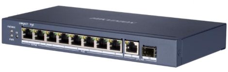 Hikvision DS-3E0510HP-E 10 portos Gbit PoE switch (110 W), 6 PoE+ / 2 HiPoE / 1 RJ45 + 1 SFP uplink port