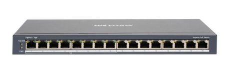 Hikvision DS-3E0516P-O 16 portos Gbit PoE switch (110 W), 8 PoE + 8 nem-PoE port, nem menedzselhető