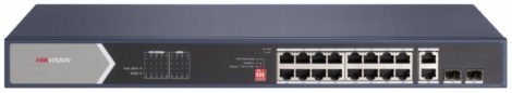 Hikvision DS-3E0520HP-E 20 portos Gbit PoE switch (225 W), 12 PoE+ / 4 HiPoE / 2 RJ45 + 2 SFP uplink port