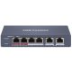 Hikvision DS-3E1106HP-EI 6 portos PoE switch (60 W), 1 HiPoE + 3 PoE+(at) + 2 uplink port, smart menedzselhető