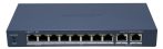   Hikvision DS-3E1310HP-EI (B) 10 portos PoE switch (110 W), 2 HiPoE + 6 PoE+, + 2 uplink port, smart menedzselhető