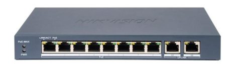 Hikvision DS-3E1310P-EI (B) 10 portos PoE switch (110 W), 8 PoE + 2 RJ45 uplink port, smart menedzselhető