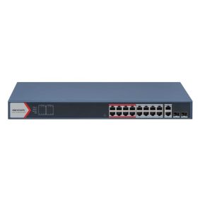   Hikvision DS-3E1318P-EI (B) 18 portos PoE switch (230 W), 16 PoE + 2 kombinált uplink port, smart menedzselhető