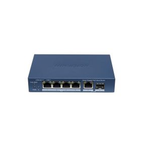   Hikvision DS-3E1506P-EI/M-4P1T1F 6 portos Gigabit PoE switch (45 W), 4 PoE + 1 RJ45 uplink port + 1 SFP uplink port, menedzselhető
