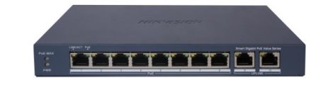 Hikvision DS-3E1510P-EI/M 10 portos PoE switch (60 W), 8 PoE + 2 RJ45 uplink port, menedzselhető