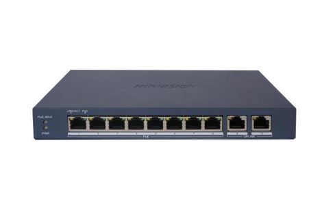 Hikvision DS-3E1510P-EI/M (B) 10 portos PoE switch (80 W), 8 PoE + 2 RJ45 uplink port, menedzselhető