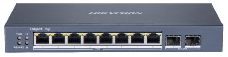 Hikvision DS-3E1510P-SI 10 portos Gbit PoE switch (110 W), 8 PoE + 2 SFP uplink port, smart menedzselhető