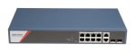   Hikvision DS-3E1512HP-SI-8P2T2F 12 portos Gbit PoE switch (130 W),4 PoE+4 HiPoE+2 SFP uplink port+2 RJ45 Uplink port,menedzselhető