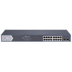   Hikvision DS-3E1518P-SI 18 portos Gbit PoE switch (225 W), 16 PoE + 2 SFP uplink port, smart menedzselhető