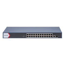   Hikvision DS-3E1526P-EI(V2) 26 portos Gbit PoE switch (370 W), 24 PoE +/ 1 RJ45 + 1 SFP uplink port, smart menedzselhető