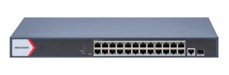 Hikvision DS-3E1526P-EI(V2) 26 portos Gbit PoE switch (370 W), 24 PoE +/ 1 RJ45 + 1 SFP uplink port, smart menedzselhető