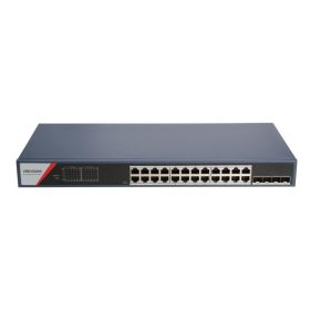  Hikvision DS-3E1528P-SI-24P4F 28 portos Gbit PoE switch (370 W), 24 PoE + 4 SFP uplink port, smart menedzselhető