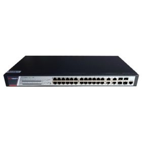   Hikvision DS-3E2528P(B) 28 portos gigabit PoE switch (370 W), 24 PoE + 4 kombinált uplink port, teljesen menedzselhető