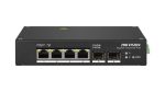   Hikvision DS-3T0506HP 6 portos ipari Gbit PoE switch (110 W), 3 PoE+ / 1 HiPoe+ / 2 SFP uplink port, nem menedzselhető