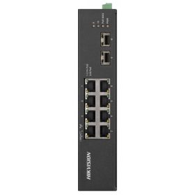   Hikvision DS-3T0510HP-E/HS 10 portos ipari Gbit PoE switch (110 W), 6 PoE+ / 2 HiPoE / 2 SFP uplink port, nem menedzselhető