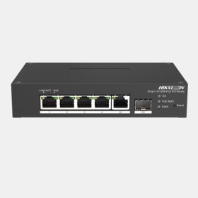   Hikvision DS-3T1306P-SI/HS 6 portos ipari 10/100 PoE switch (60 W), 4 PoE+ / 1 RJ45 + 1 SFP uplink port, menedzselhető