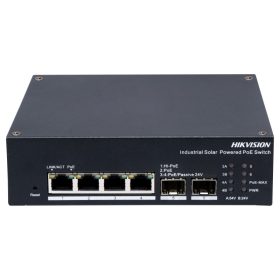   Hikvision DS-3T1506HP-EI-UPS 6 portos ipari Gbit PoE switch (120 W), 4 PoE+ / 2 SFP uplink port, 1 RS485 port, menedzselhető