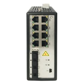   Hikvision DS-3T3512P 12 portos ipari Gbit PoE switch (240 W), 8 PoE+/ 4 SFP uplink, menedzselhető(hálózat/soros port)