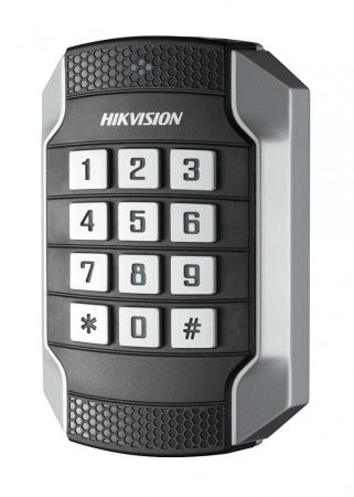Hikvision DS-K1104MK Kártyaolvasó 13.56 MHz (Mifare), RS485 és Wiegand kimenet, kültéri, billentyűzettel